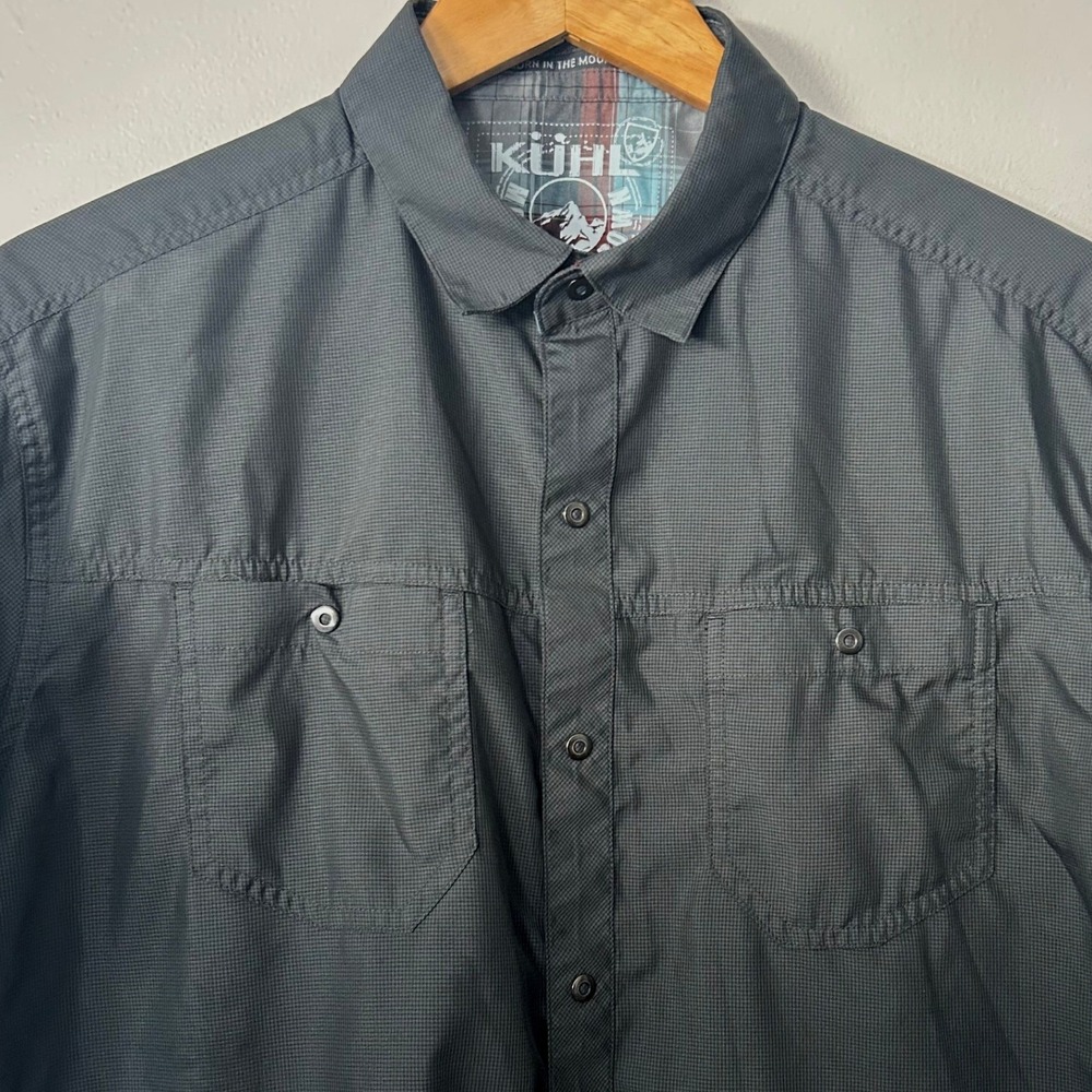 KÜHL Stealth Shirt Mens L Charcoal Gray Snap Front Short Sleeve Outdoor Hiking